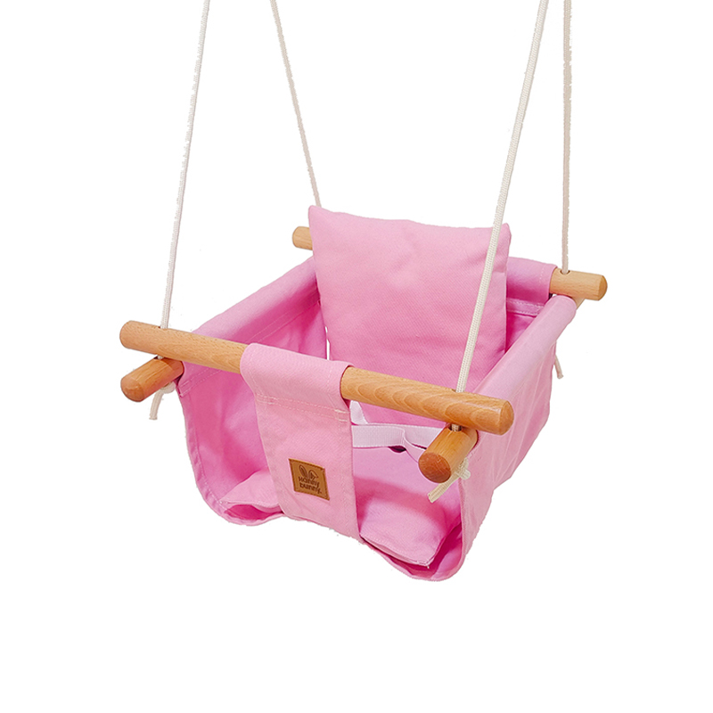 Houten canvas kussen babyschommel